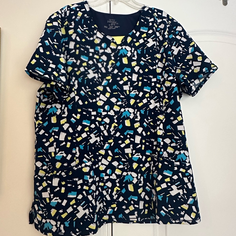 Colorful Abstract Pattern Scrub Top - image 1